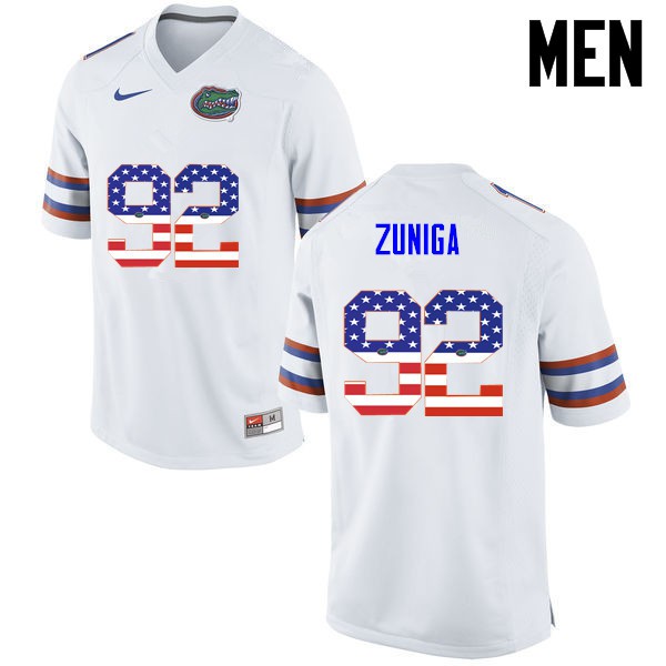 Florida Gators Men #92 Jabari Zuniga College Football Jersey USA Flag Fashion White